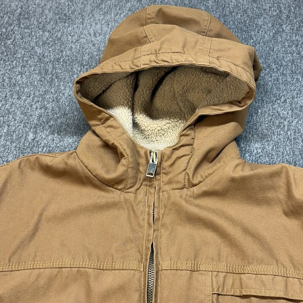Vintage Dickies Hooded Jacket Men's 2XL Brown Duck Canvas Workwear Chore Detroit